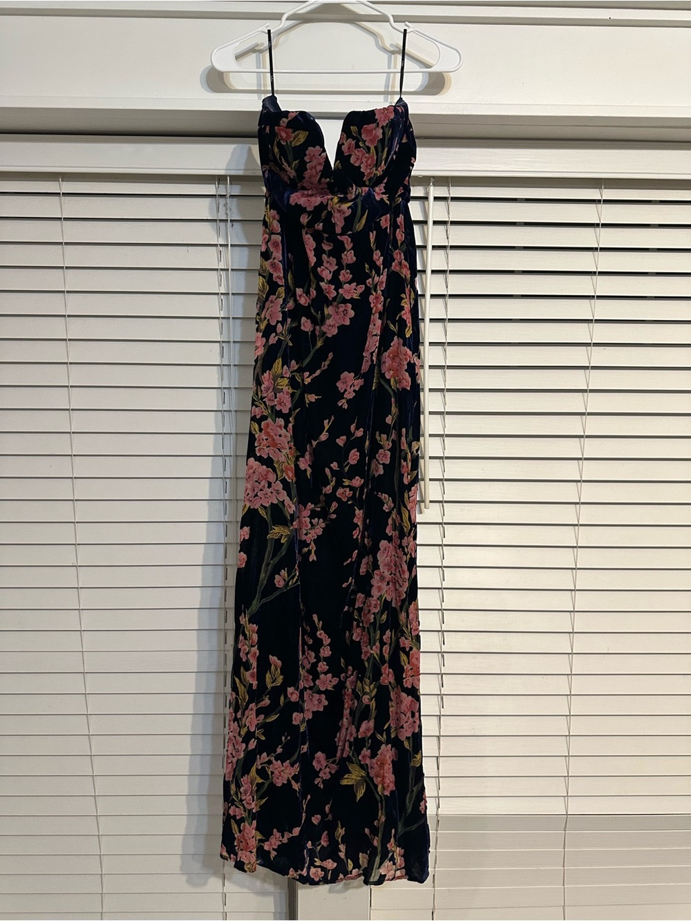 Lulu's Black Strapless Maxi Dress with Pink Floral Print